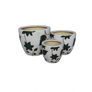 Juego de Macetas de Cerámica con Diseño Floral, Macetas Esmaltadas de Estilo Oriental Tradicional para Decoración del Hogar - Product Image 2