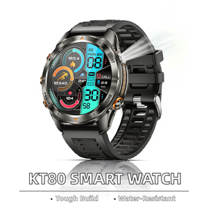 KT80オールメタルボディスマートウォッチ3ATM防水強力ライト超長寿命スマートトークマルチスポーツモードIOSアウトドア用 - Product Image 2