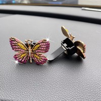 Y-1117 Diffuseur de parfum pour voiture, papillon en strass, clip décoratif pour grille d'aération, aromathérapie