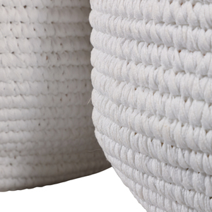 Cesti rotondi intrecciati con base bianca per la conservazione e l'organizzazione domestica, set di cesti decorativi in corda di cotone - Product Image 6