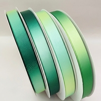 Ruban en satin double face E-Magic Custom Eco Green 22MM avec impression par transfert thermique de feuilles vertes pour l'emballage de boîtes et la décoration de festivals