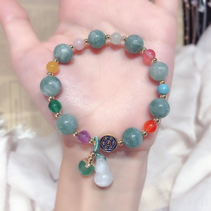 Perle de Jade vert naturel rétro pour femmes et filles, Bracelet ethnique, réglable, bonne porte-bonheur, mode ethnique, nouvelle collection <span class=keywords><strong>2022</strong></span> - Product Image 1