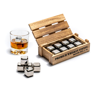 Shunstone Bán Buôn Cấp Thực Phẩm Thép Không Gỉ Tái Sử Dụng <span class=keywords><strong>Ice</strong></span> Cube <span class=keywords><strong>Whiskey</strong></span> Lạnh Đá Bộ Quà Tặng Trong Hộp Gỗ Cho Nam Giới - Product Image 1