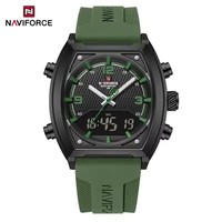 Jam Tangan Pria NAVIFORCE 9242 Mewah, Sport Quartz, Layar LCD Ganda, Tahan Air, Bercahaya