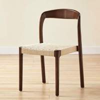 Chaise de salle à manger, structure en bois massif, chaise de dîner, assise latérale en corde tressée à la main, mobilier élégant résistant à l'usure, produit très vendu