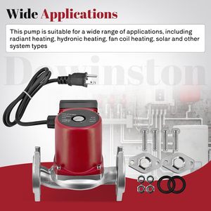 Pompe de circulation d'eau chaude Dewinston Up15-29Su 115V 0.13Hp en acier inoxydable pour systèmes de chauffage solaire hydronique radiant - Product Image 4