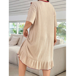 Camicia da Notte Estiva Comoda e Larga con Volant a Cuore, <span class=keywords><strong>Pigiama</strong></span> Loungewear per Donne <span class=keywords><strong>Taglie</strong></span> <span class=keywords><strong>Forti</strong></span>. - Product Image 3