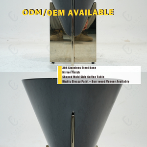 Luxury Living Room Mirrored Stainless Steel Base Burr Wood Veneer Coffee <strong>Table</strong> <strong>High</strong> Standard <strong>Side</strong> <strong>Table</strong> - Product Image 4