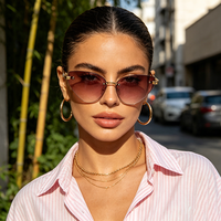 Lunettes de soleil unisexes FANSHA FS-289 sans monture, style œil de chat, monture en métal doré, polarisées, protection UV400, légères, durables et confortables