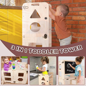 Torre de Aprendizaje Plegable de Madera Montessori y Silla para Bebés, Muebles Educativos para Niños - Product Image 2