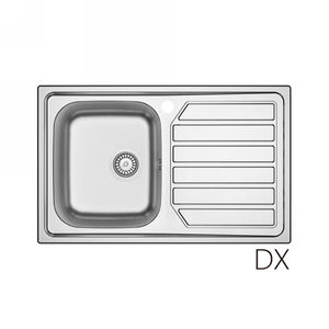 Évier encastré en acier inoxydable 80x50 cm avec égouttoir à droite pour cuisine - Product Image 1