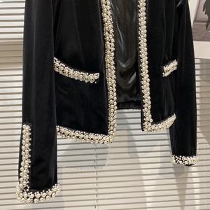 OUDINA New Heavy Industry Pearl Chaquetas y abrigo para <span class=keywords><strong>mujer</strong></span> <span class=keywords><strong>2022</strong></span> Blazer <span class=keywords><strong>Abrigos</strong></span> de terciopelo para damas - Product Image 5