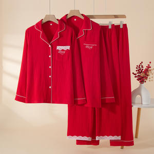 Conjunto <span class=keywords><strong>de</strong></span> Pijamas <span class=keywords><strong>de</strong></span> Algodón 100% para Parejas, Ropa <span class=keywords><strong>de</strong></span> Dormir Suave para Él y Ella, Ropa <span class=keywords><strong>de</strong></span> Dormir Familiar <span class=keywords><strong>de</strong></span> Algodón Puro y Cómoda - Product Image 1