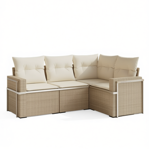 Conjunto de Sofá de Jardín D0100XF6X76, Ratán Sintético PE Beige, Estructura de Acero, 4 Plazas, Muebles de Exterior, Diseño Contemporáneo - Product Image 1