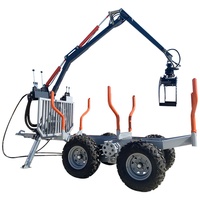 Grue forestière ATV de 2 tonnes, remorque de transport de bois, débusqueur avec grappin hydraulique rotatif et treuil à distance pour le Canada