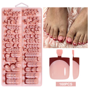 New Product16pcs/box Artificial Toenail Patch Fake Toenail French Pointed Nail Extension Product Combination, DIY Nail Art - Product Image 5