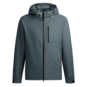 Trùm đầu Áo Gió Áo khoác với cao cổ dây kéo đóng cửa đồng bằng nhuộm softshell lưới lót vải mùa đông mùa thu mùa Kích thước XL - Product Image 2