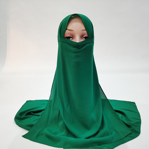 Vente chaude de haute qualité pas cher prix crêpe mousseline de soie Hijab avec mousseline de soie <span class=keywords><strong>voile</strong></span> visage couverture vêtements arabe islamique écharpe - Product Image 4