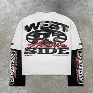 Streetwear oversize lavato nero 3D Graphic t-Shirt a manica lunga da uomo con motivo a linguetta con stampa a grande stella <span class=keywords><strong>B</strong></span> - Product Image 4