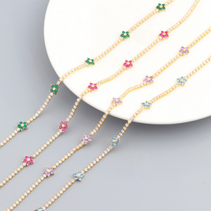 Brillante diamante flor CZ <span class=keywords><strong>estación</strong></span> Collar chapado en oro flor encanto gargantilla collar capas Collar para mujer - Product Image 3