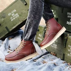 Men's Autumn Winter Genuine Leather Boot Tooling Boot High-top Leather Outdoor Boots - Product Image 6