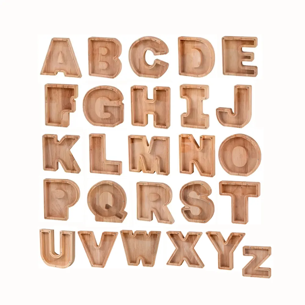 Деревянная копилка с буквами для детей мальчиков и девочек, большая копилка с 26 алфавитными буквами, персонализированная прозрачная копилка для монет под заказ