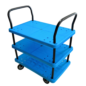 Silent Blue 4-Wheel Multicapa Logística Carro de mano Plataforma de plástico Carro de mano Camión de mano - Product Image 4