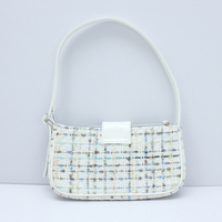 Sacs à main de luxe pour femmes, sacs à bandoulière haut de gamme en tweed à carreaux avec fermeture éclair, sacs à main en PU, logo personnalisé, vente en gros