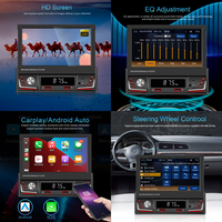 Podofo – lecteur MP5 de voiture à écran tactile rétractable HD, sans fil, Carplay, Android, autoradio, BT, EQ, FM, AM, RDS +, télécommande, 1din, 7 pouces