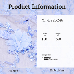 2024 New 3D đầy màu sắc ngọc trai thêu ren vải polyester lưới cho váy cưới và túi xách - Product Image 2