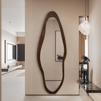 Miroir mural vintage irrégulier en bois, miroir de salle de bain et miroir décoratif, miroir argenté HD