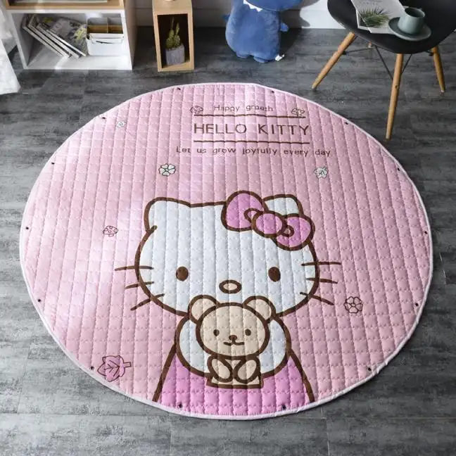 Comfortable Foldable Infant Reversible Tummy Time Round Mat Baby Crawling Mats Round Baby Storage Play Mat For Newborn