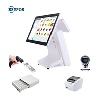 Máquina de pago POS de pantalla dual 15 + 15/11.6 pulgadas Windows 10 Android Google GMS SERVER Barato Windows 10/Android POS Caja registradora