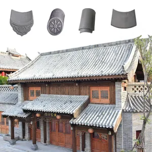 传统中式经典粘土屋面瓦，用于仿古双面屋顶