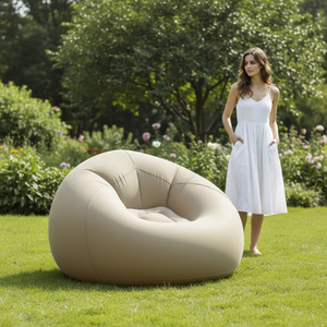휴대용 에어 소파 플로킹 원단 에어 커플 소파 의자 내구성 있는 PVC 에어 소파 야외 캠핑용 - Product Image 1