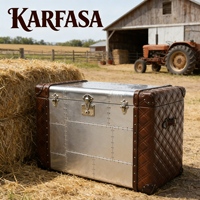 Coffres en aluminium de style loft industriel, coffres de rangement en métal, valises de voyage, tables basses latérales, armoires, meubles de décoration pour la maison