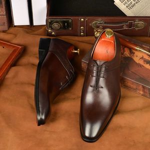 Zapatos Casuales de Negocios Hechos a Mano con Piel de Vacuno, Zapatos Formales Personalizados para Hombre, Zapatos de Fiesta y Boda al por Mayor, con Cordones y Aumento de Altura - Product Image 6