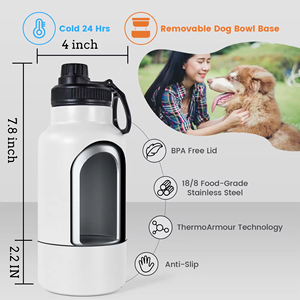 Bouteille d'eau pour chien à sublimation vierge avec bol, distributeur d'eau portable pour animaux de compagnie, gobelet isotherme en acier inoxydable - Product Image 4