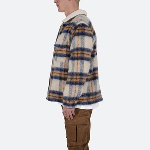 Veste en flanelle pour homme de haute qualité en laine à carreaux et mohair avec fermeture éclair - Product Image 2