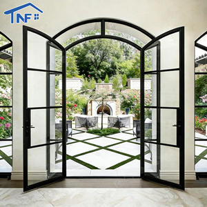 Puerta Batiente de Aluminio con Doble Vidrio Templado, Puerta Francesa con Arco de Vidrio <span class=keywords><strong>Exterior</strong></span> - Product Image 2