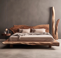 Lit plateforme de rangement en pin massif de style Mid-Century Modern, design multifonctionnel, écologique et durable pour chambre à coucher et mobilier de maison