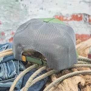 Gorras de camionero OEM de alta calidad 112 con parche de cuero granate verde oscuro Vintage 5 paneles malla Snapback sombreros para adultos - Product Image 6