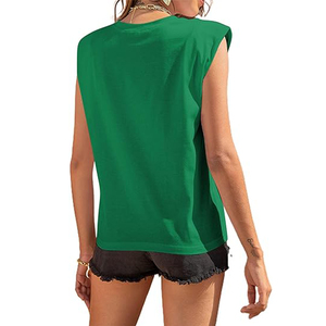 <span class=keywords><strong>Camiseta</strong></span> sin mangas con almohadilla para el hombro para <span class=keywords><strong>mujer</strong></span>, <span class=keywords><strong>camiseta</strong></span> informal de verano con cuello redondo - Product Image 6