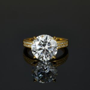 Simpele klassieke luxe ronde geslepen 5CT VVS1 GRA groene moissanite ringen 925 zilver verguld verlovings- en beloftejuwelen voor vrouwen - Product Image 2
