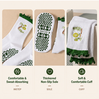 Chaussettes de yoga brodées sur mesure avec grip antidérapant en silicone, chaussettes à volants pour femme, respirantes, pour Pilates, conception ODM/OEM