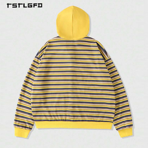 Sudadera con capucha y cremallera para hombre, con estampado gráfico circular y tela de rizo ligera, para marca de ropa urbana de etiqueta privada. - Product Image 2