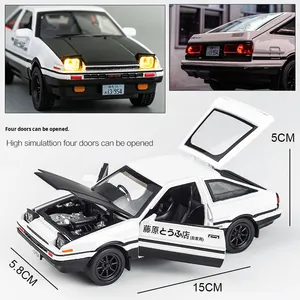 Coche de Juguete de Metal Fundido a Presión Initial D AE86, Escala 1:32, con Luces, Puertas Abribles y Ruedas Móviles, Modelo en Miniatura de Zinc para Niños y Coleccionistas - Product Image 5