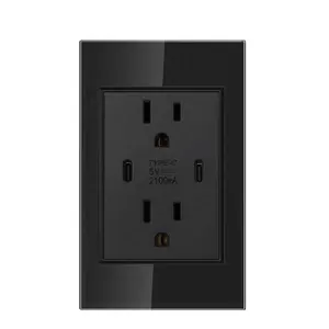 Double usb-c outlet charger port home US power switch with usb c wall socket