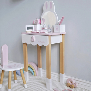 Cómoda de conejo de dibujos animados de madera al por mayor, juegos de maquillaje de simulación para niños, juguetes educativos <span class=keywords><strong>Montessori</strong></span> preescolares para niños y niñas - Product Image 6