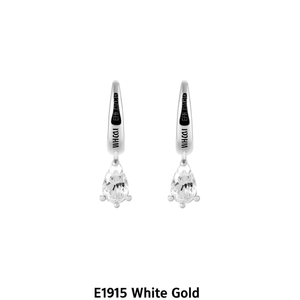 Orecchini Pendenti E1915 in Oro Bianco con Zirconi Taglio a Pera, Montatura a Griffe, Gioielli Classici da Sposa per Donna - Product Image 1